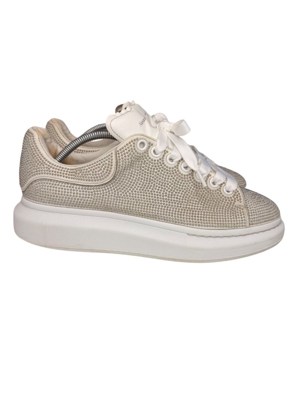 Alexander McQueen Oversized White Leather Silver Studs Fashion Sneakers Men 11D